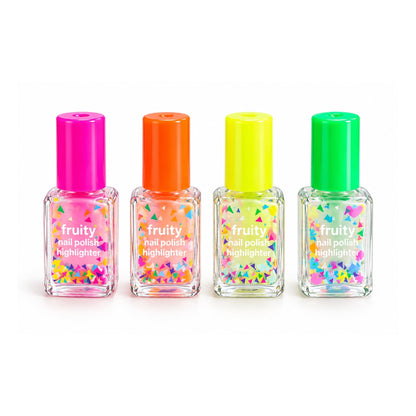 4 Piece Nail Polish Highlighter Set – Bright Fluorescent Marker Pens – Nail Polish Bottle Design
