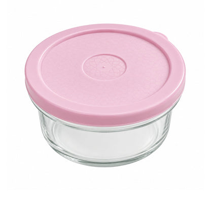 4 Piece Round Glass Storage Set – Microwave-Safe Food Containers with Multicolour Lids