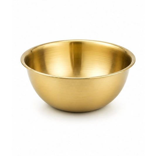 4-Piece Round Stainless Steel Mixing Bowl Set with Airtight Grey Lids – Nesting Food Storage Bowls - Gold