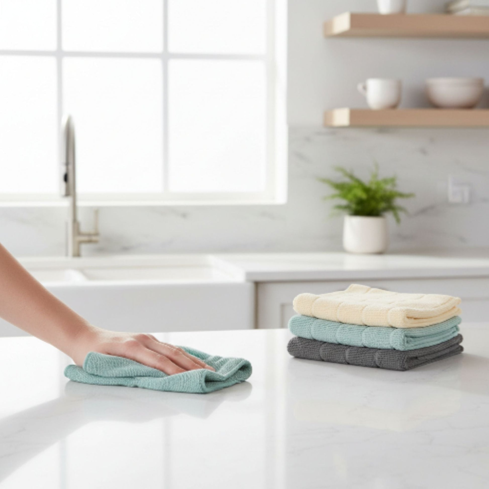 4-Piece Takmehome All-Purpose Microfibre Cleaning Cloth Set – Reusable Lint-Free Household Cleaning Towels
