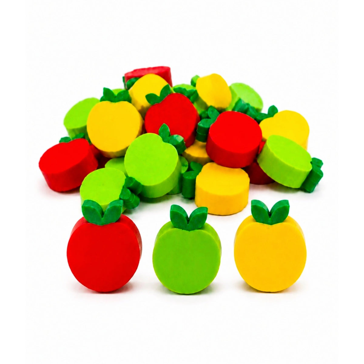 4 Piece Tiny Apple Eraser Set – Mini Novelty Pencil Erasers – Apple Design