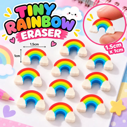 4 Piece Tiny Rainbow Eraser Set – Mini Novelty Pencil Erasers – Rainbow Design