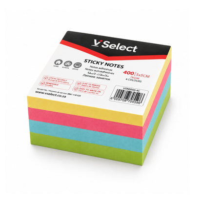 400 Piece 7.6cm Sticky Note Cube – Self-Adhesive Memo Notes for Reminders, Lists & Office Use