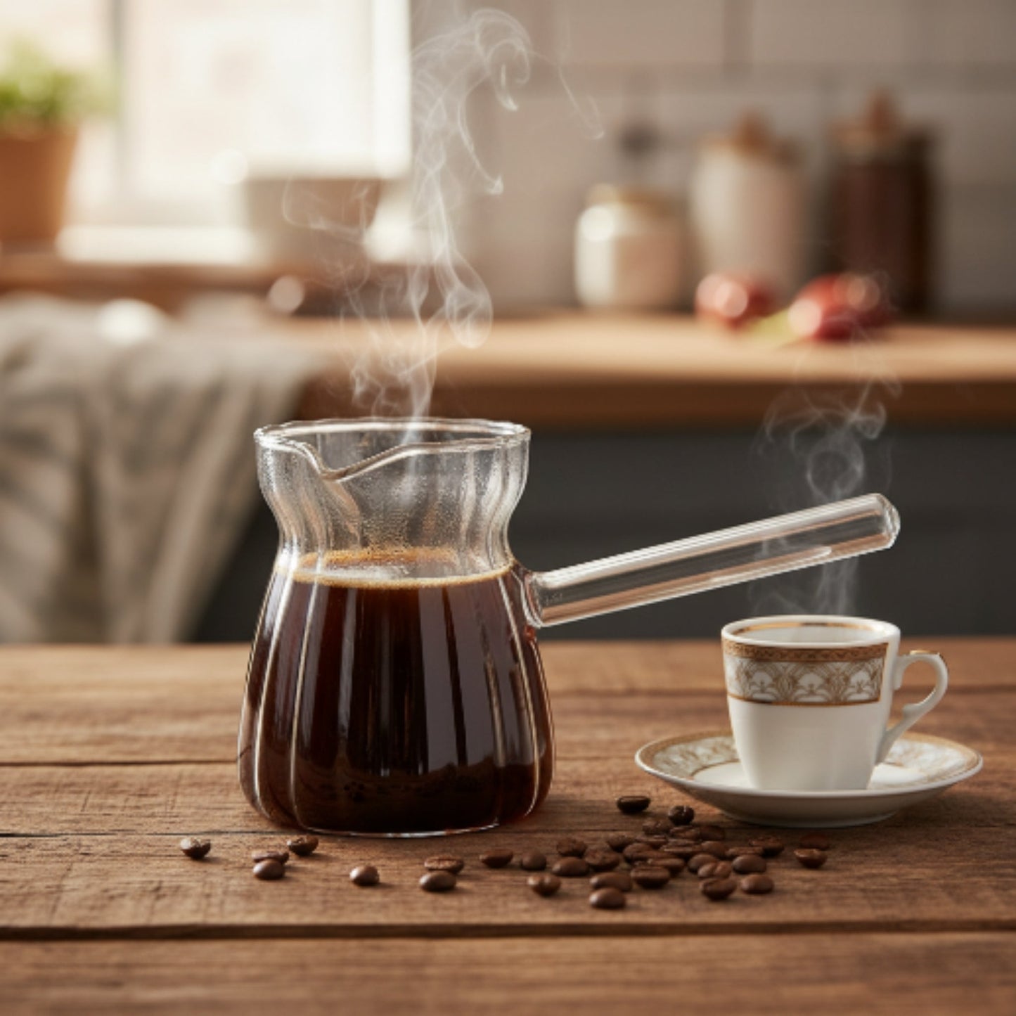 400ml Borosilicate Glass Turkish Coffee Pot – Heat-Resistant Coffee Brewing Pot