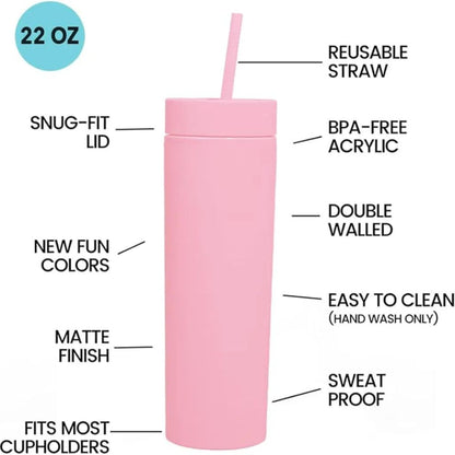 Skinny Travel Cup With Straw