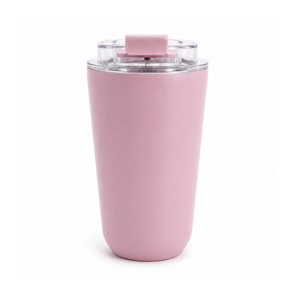 480ml Thermal Travel Cup – Insulated Hot & Cold Drink Tumbler with Lid Pink On White Background
