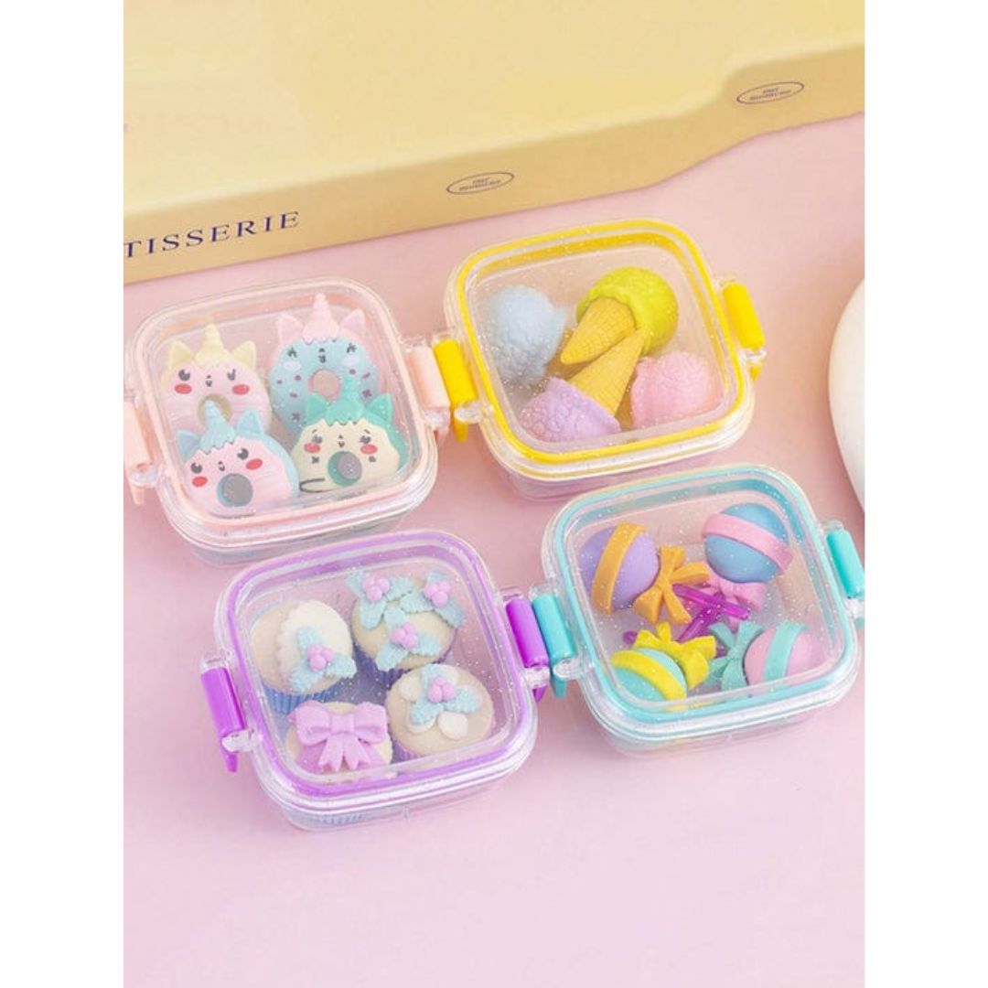 4pc Candy Eraser In Acrylic Tin
