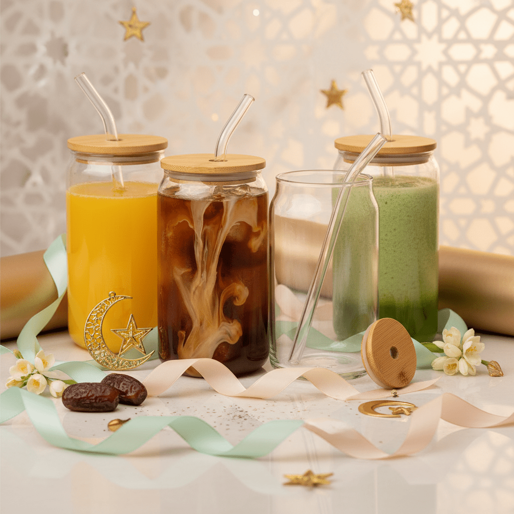4pc Glass Can In Floral Box 500ml