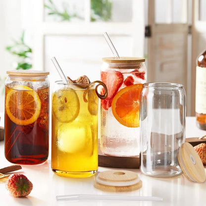 4pc Glass Can In Floral Box 500ml