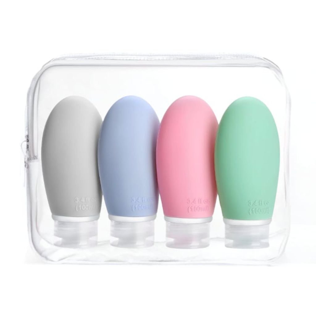 4pc Silicone Travel Bottle - 90ml On White Background
