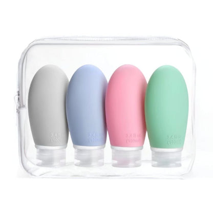4pc Silicone Travel Bottle - 90ml On White Background