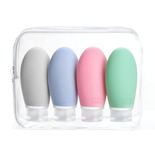 4pc Silicone Travel Bottle - 90ml On White Background