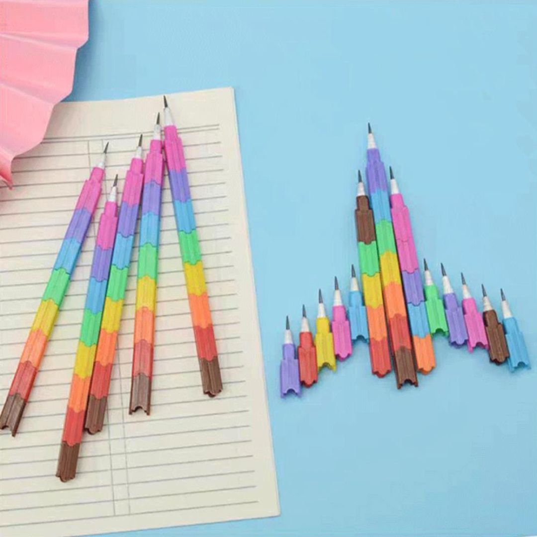 4pc Stackable Rainbow Pencil