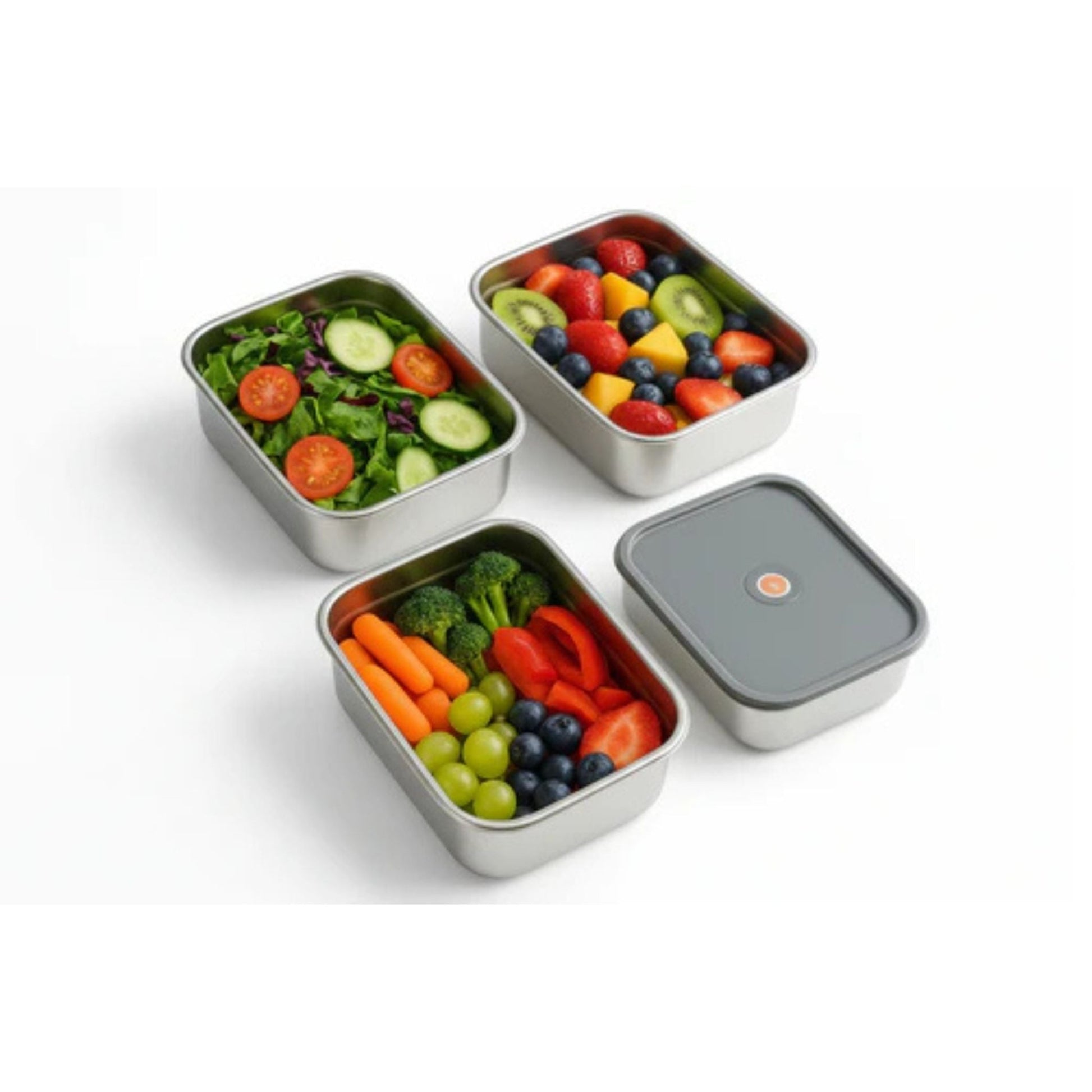 4pc Stainless Steel Rectangle Crisper Box Set
