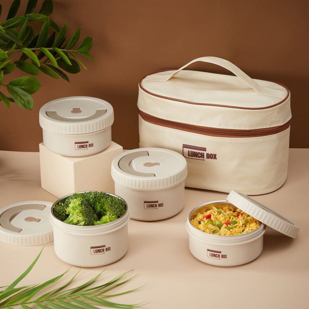 4pc Stainless Steel Storage In Lunch Bag