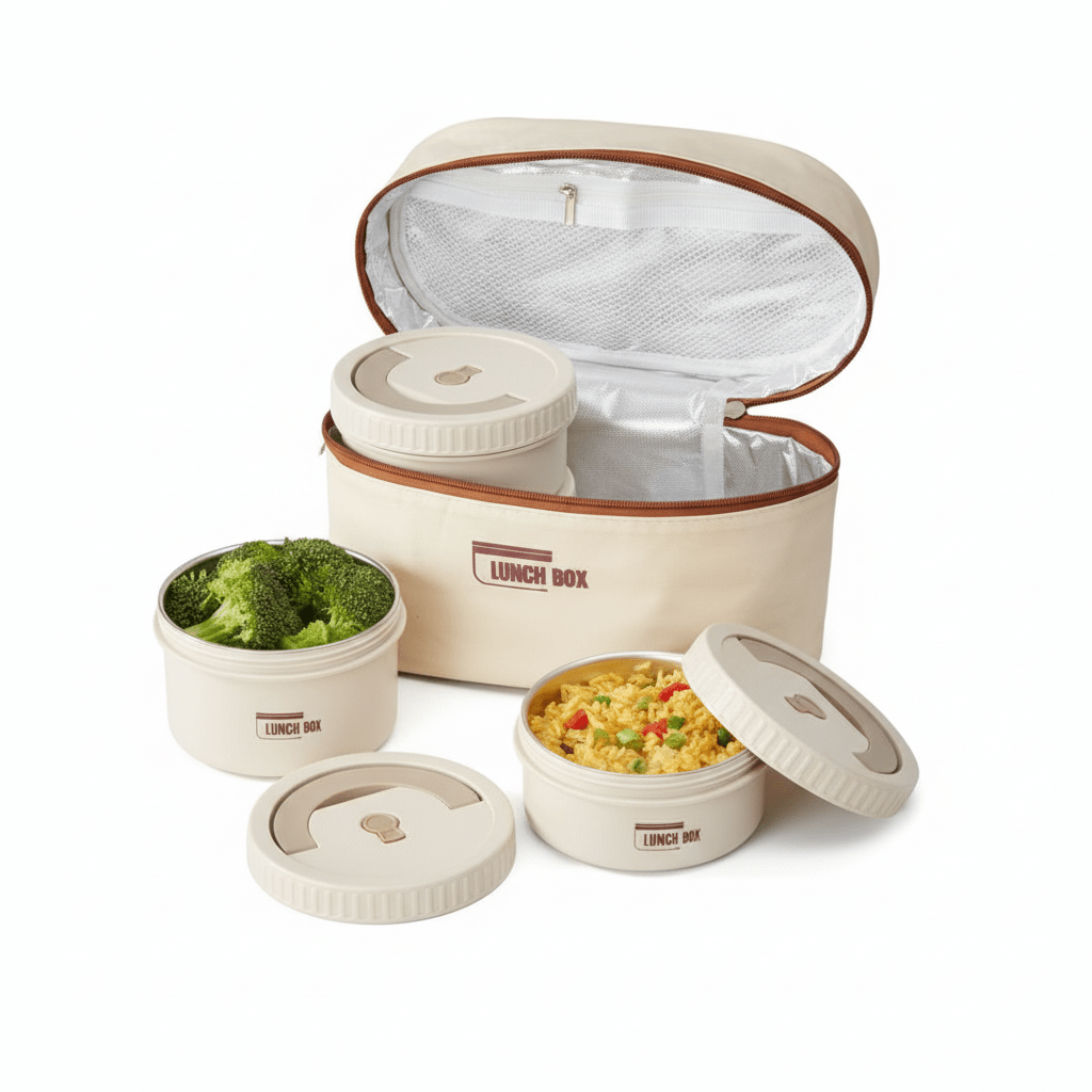 4pc Stainless Steel Storage In Lunch Bag