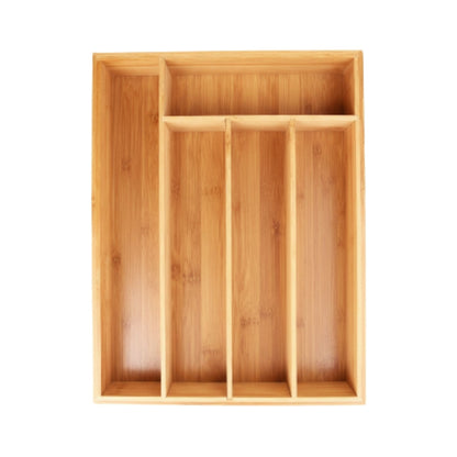 5 Compartment Bamboo Storage Organizer Box On White Background