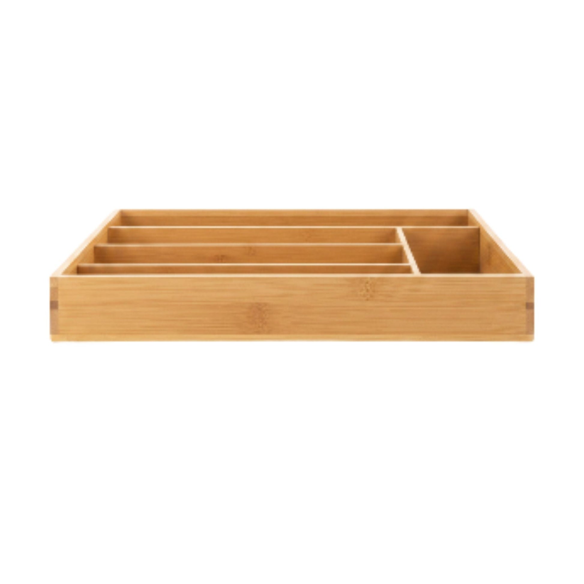 5 Compartment Bamboo Storage Organizer Box On White Background