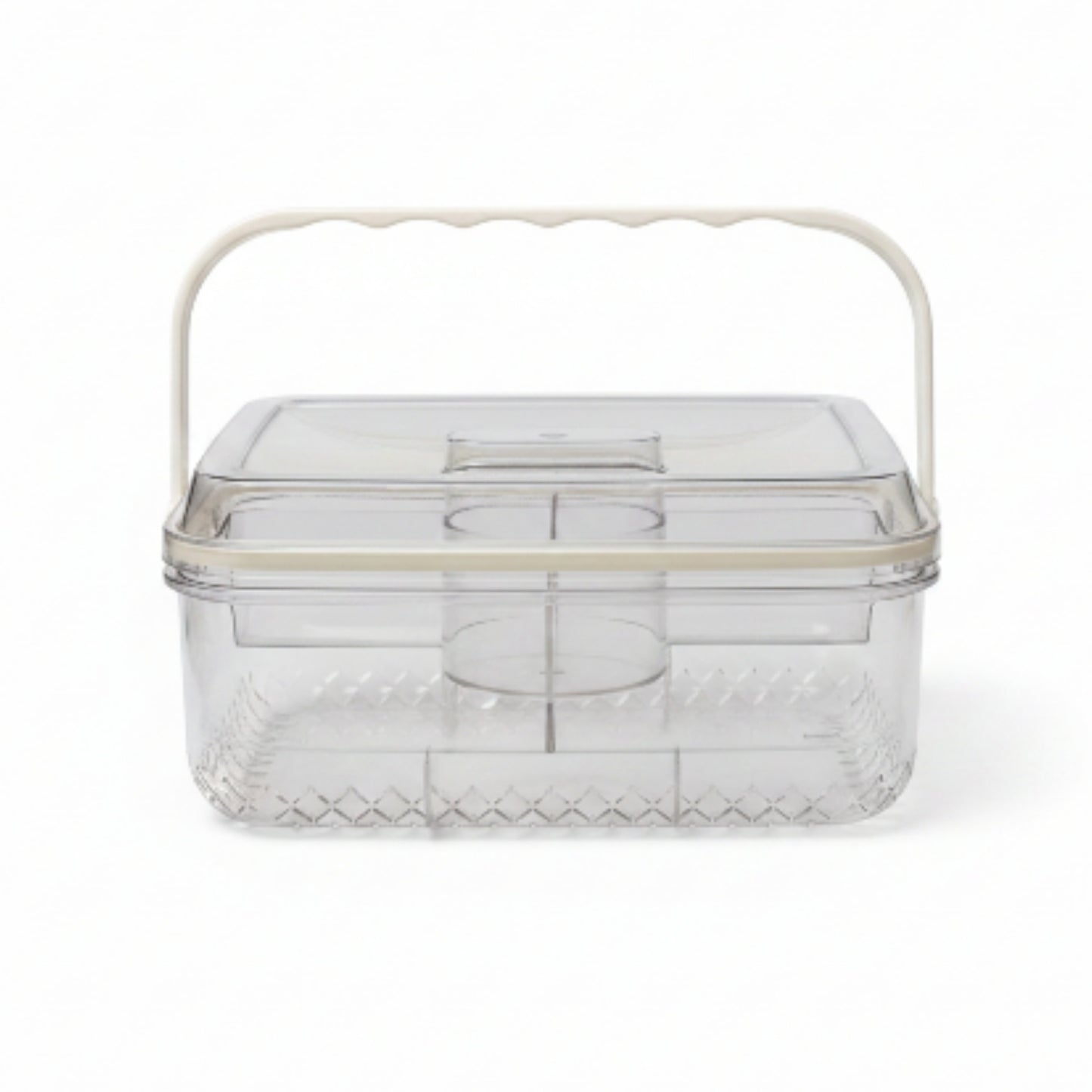 5 Compartment Rectangle Acrylic Snack Box with Ice Column On White Background