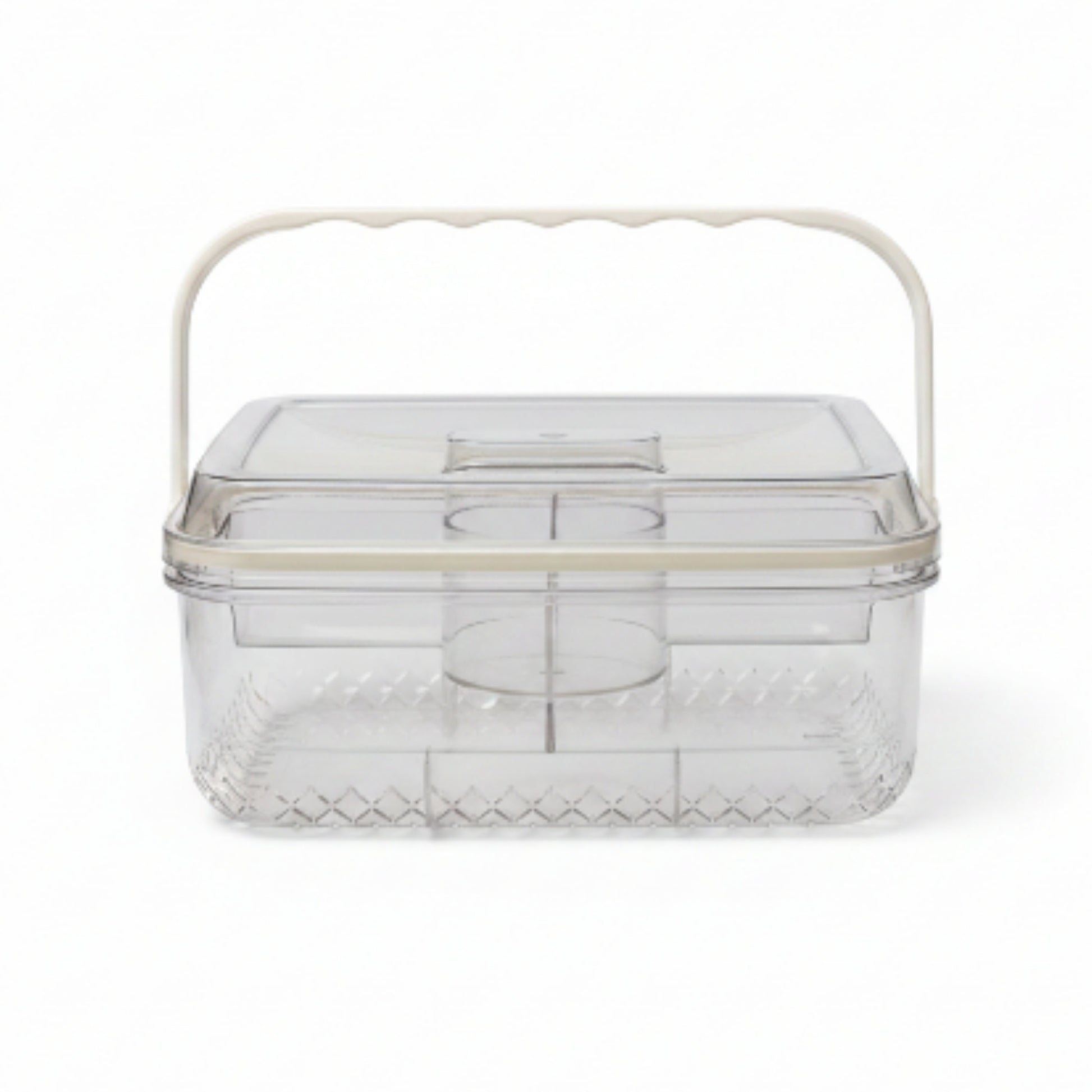 5 Compartment Rectangle Acrylic Snack Box with Ice Column On White Background
