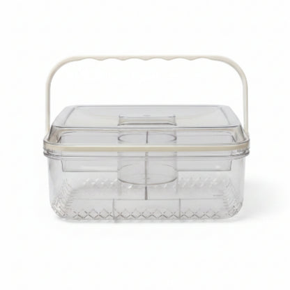 5 Compartment Rectangle Acrylic Snack Box with Ice Column On White Background