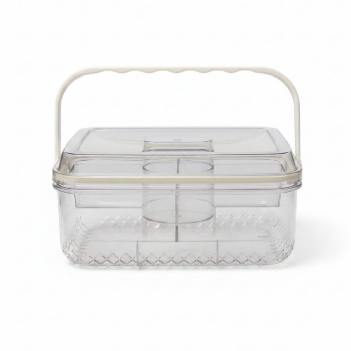 5 Compartment Rectangle Acrylic Snack Box with Ice Column
