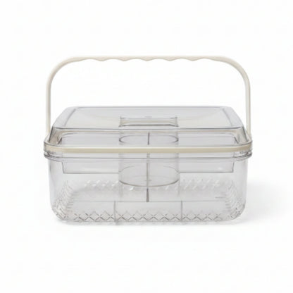 5 Compartment Rectangle Acrylic Snack Box with Ice Column