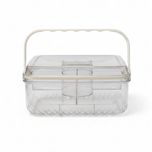 5 Compartment Rectangle Acrylic Snack Box with Ice Column