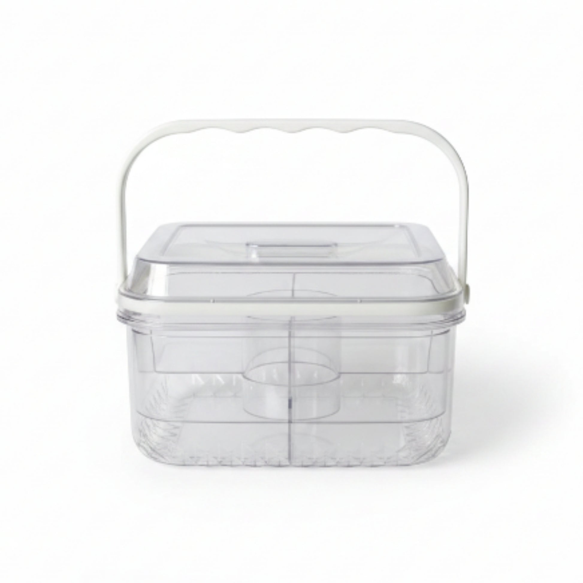 5 Compartment Square Acrylic Snack Box with Ice Column On White Background