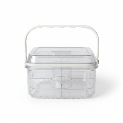 5 Compartment Square Acrylic Snack Box with Ice Column On White Background