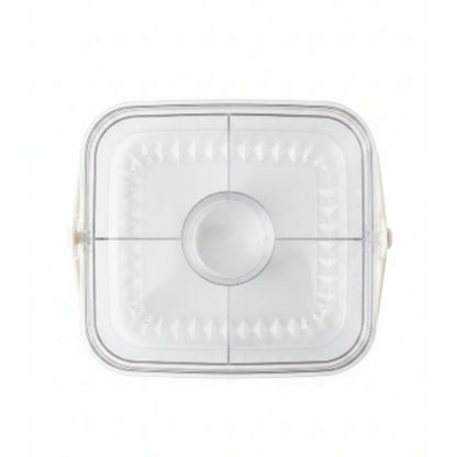 5 Compartment Square Acrylic Snack Box with Ice Column