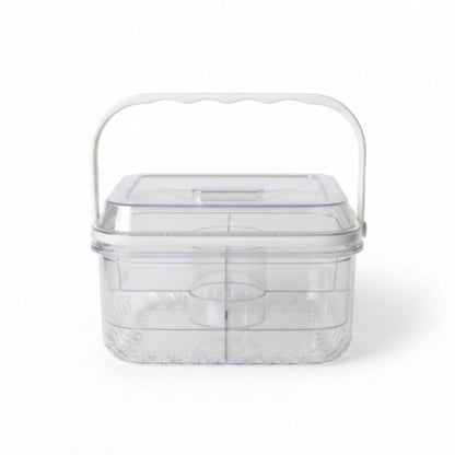 5 Compartment Square Acrylic Snack Box with Ice Column