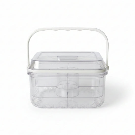 5 Compartment Square Acrylic Snack Box with Ice Column