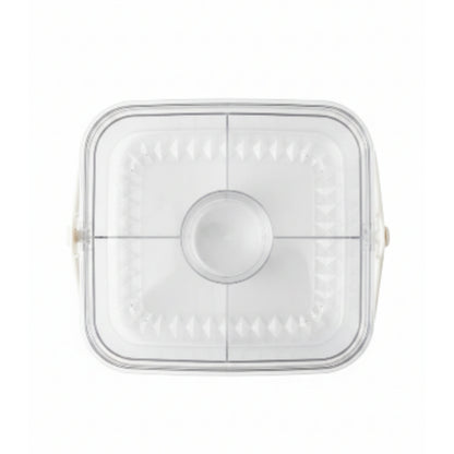 5 Compartment Square Acrylic Snack Box with Ice Column On White Background