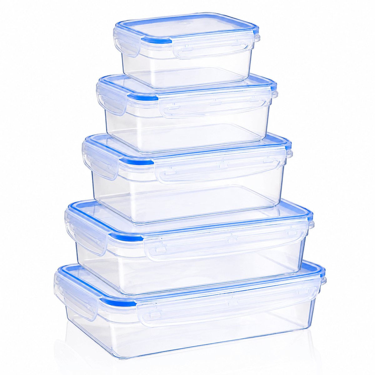 5 Piece Bager Touch & Lock Storage Container Set – 430ml, 1.1L, 1.4L, 2.2L & 2.8L