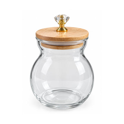 5 Piece Glass Jar Set – Crystal Knob Lids With Stand