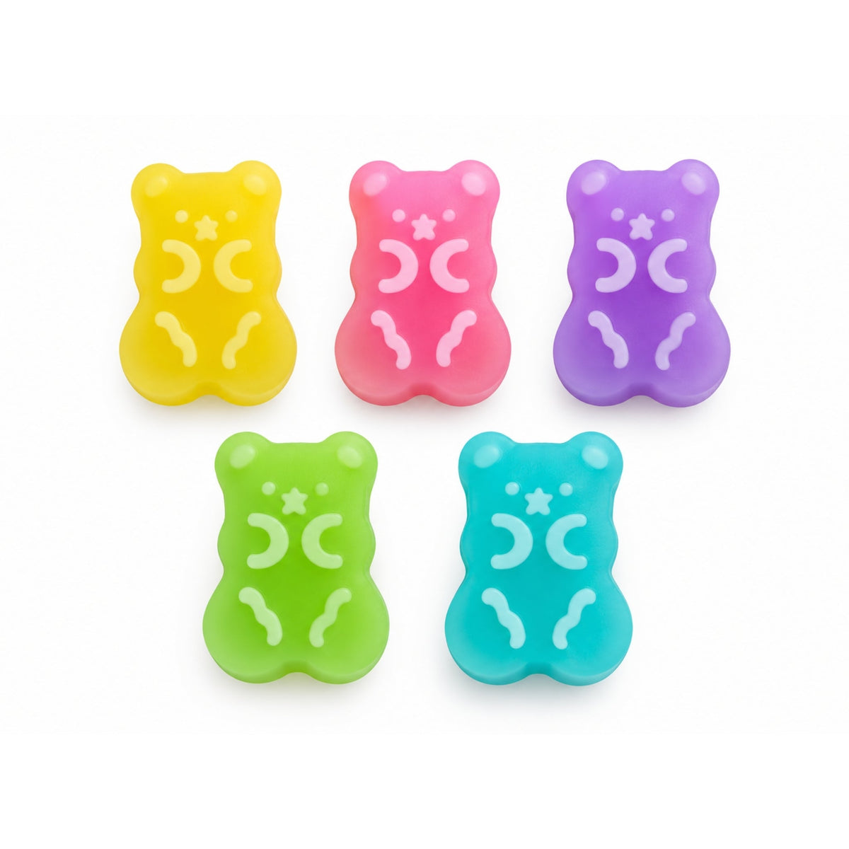 5 Piece Mini Gummy Bear Eraser Set – Cute Novelty Stationery Erasers – Gummy Bear Design