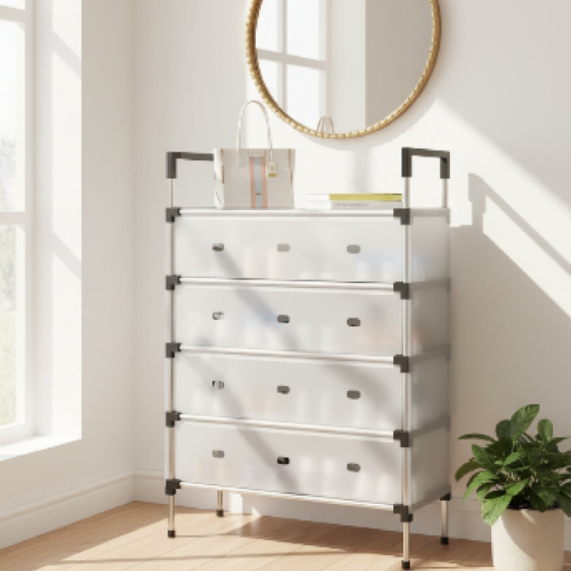 5-Tier White Shoe Rack with Dust Cover – Space Saving Shoe Storage Organizer for Closet & Entryway