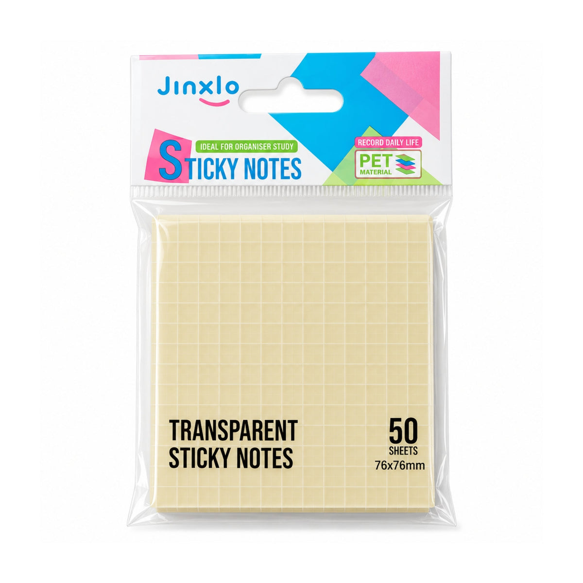 50 Piece Transparent Sticky Notes – See-Through Writing Notes With Grid Design – Clear