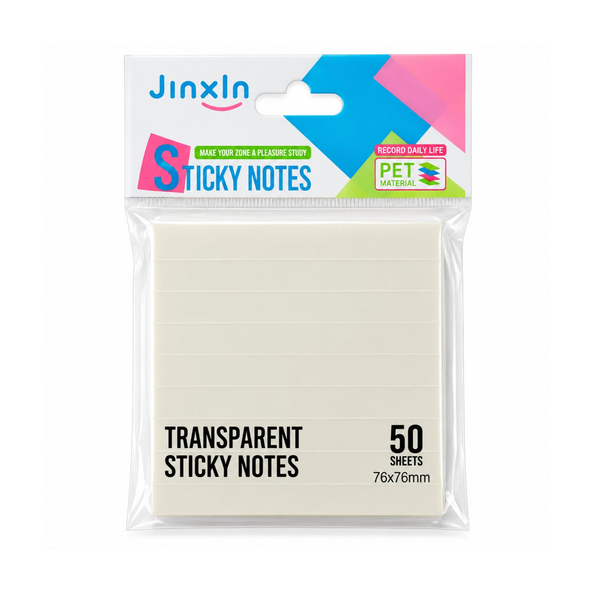 50 Piece Transparent Sticky Notes – See-Through Writing Notes With Line Design – Clear