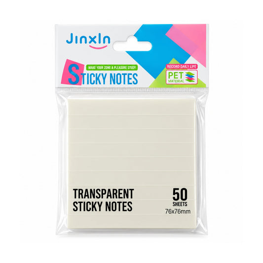 50 Piece Transparent Sticky Notes – See-Through Writing Notes With Line Design – Clear
