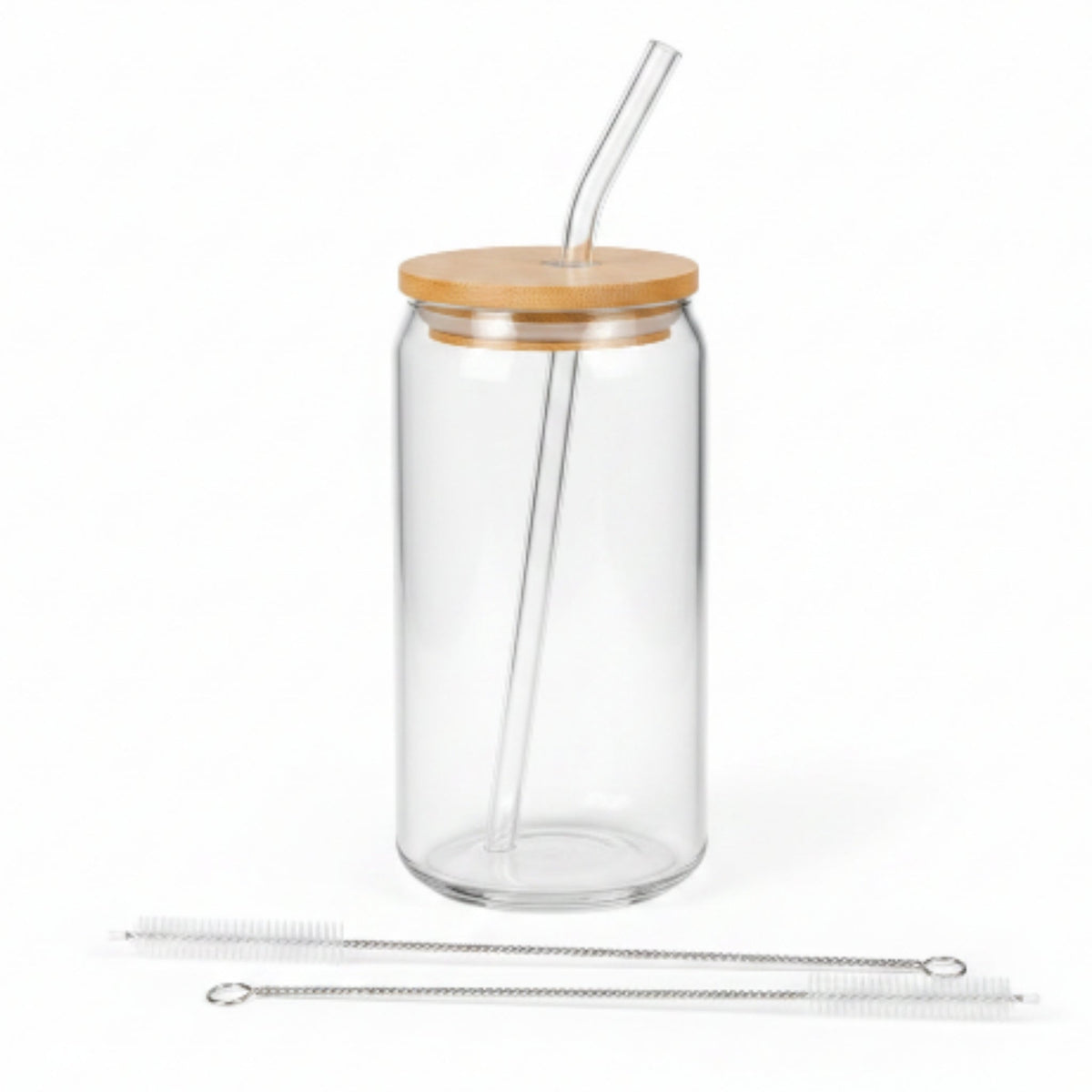500ml Takmehome 4 Piece Glass Can With Bamboo Lid & Straw Set