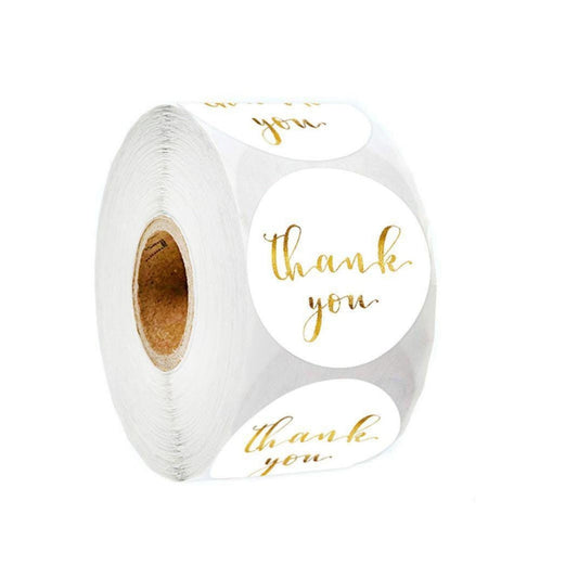 500pc Gold Thank You Stickers Self-Adhesive Packaging Labels On White Background