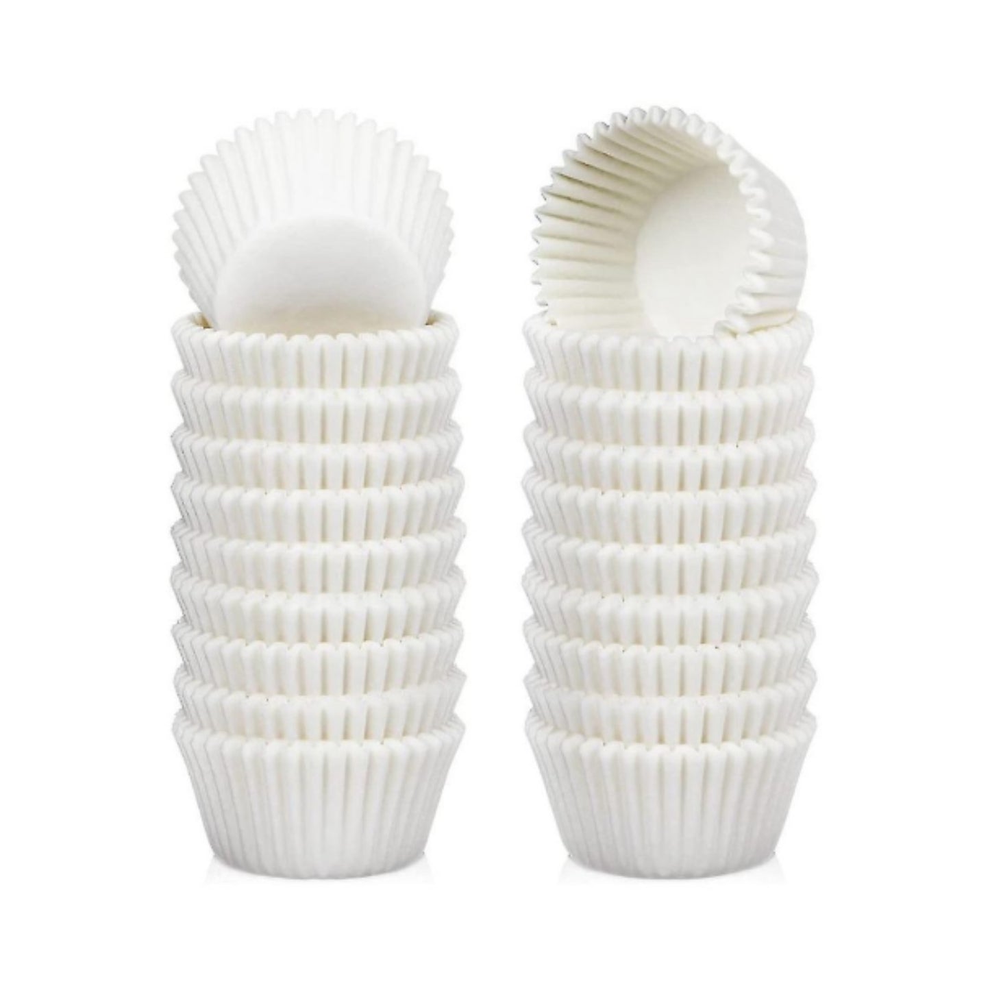 500pc Mini Cupcake Liners – Baking Paper Cups for Mini Cupcakes, Muffins & Homemade Treats - White On White Background
