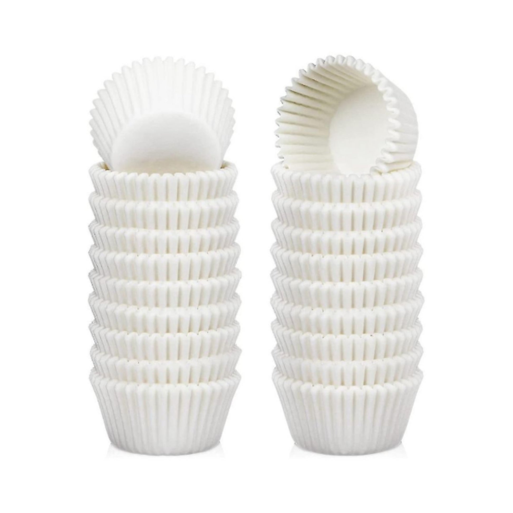 500pc Mini Cupcake Liners – Baking Paper Cups for Mini Cupcakes, Muffins & Homemade Treats - White On White Background