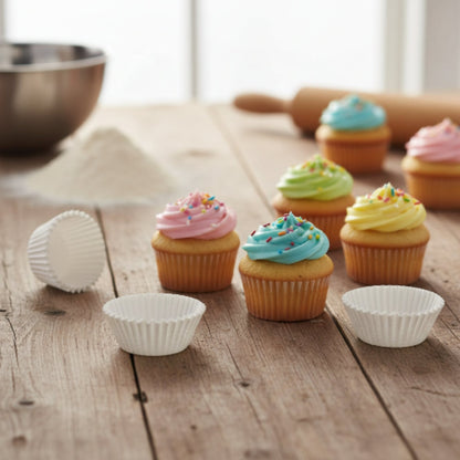 500pc Mini Cupcake Liners – Baking Paper Cups for Mini Cupcakes, Muffins & Homemade Treats - White