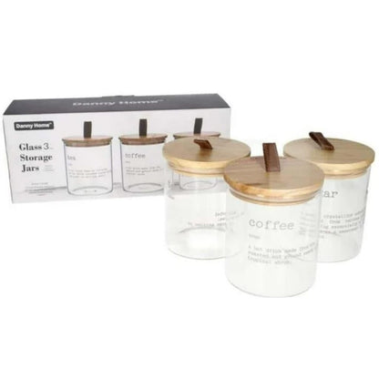 Danny Home 3pc Glass Cannister Set-White Writing