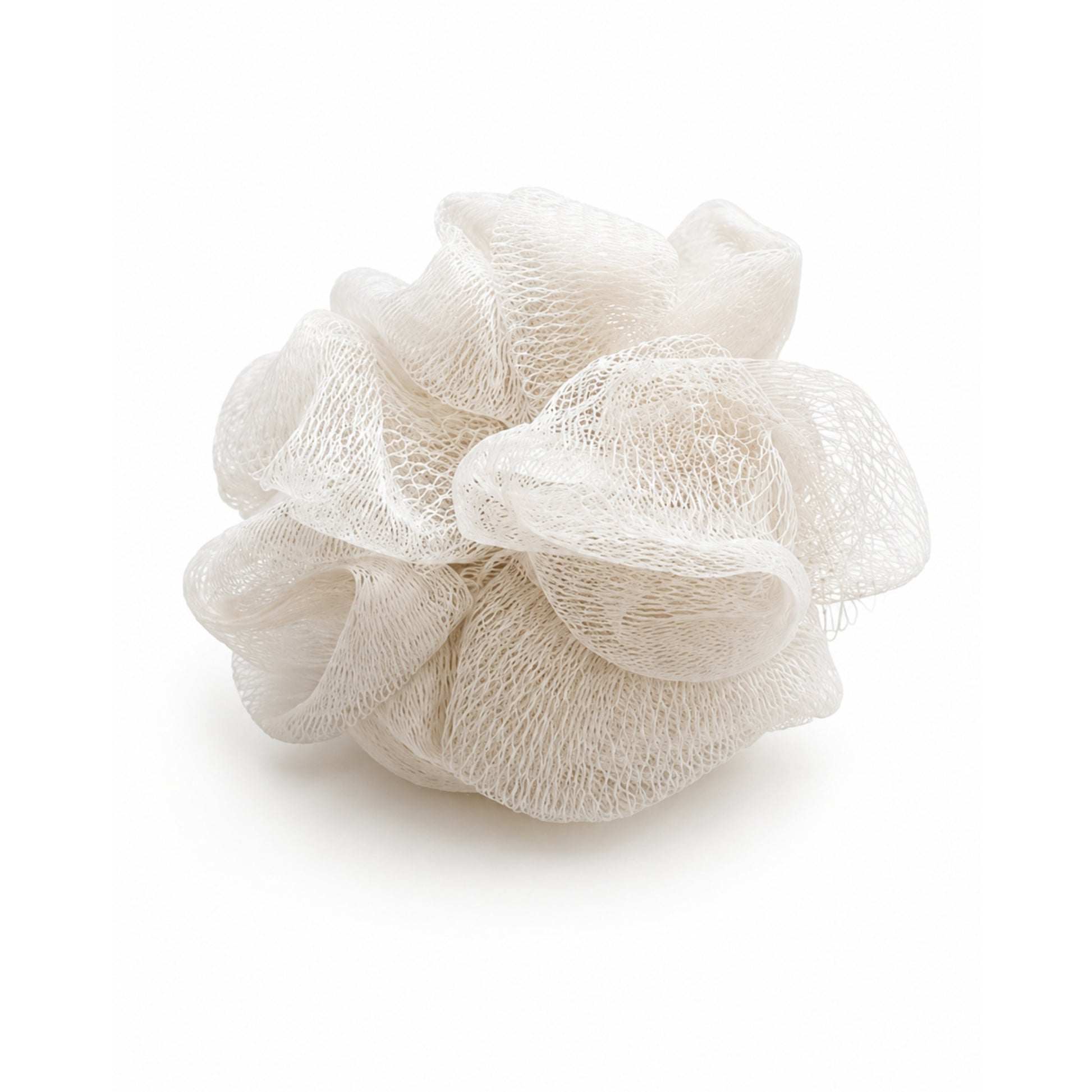 5 Piece Bath & Shower Set – Loofah, Shower Cap, Bag, Toothbrush Holder & Hair Grip for Everyday Bathing & Personal Care Loofah On White Background