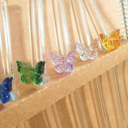 5pc Glass Straw With Cleaner - Butterfly