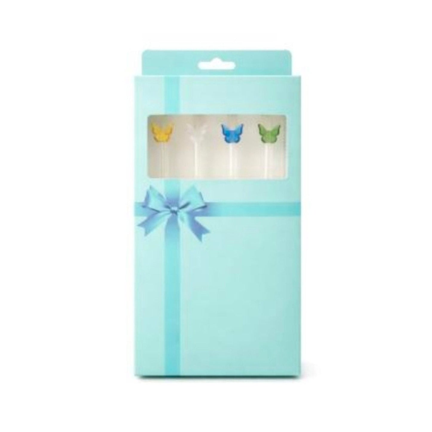 5pc Glass Straw With Cleaner - Butterfly